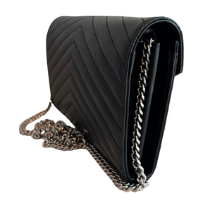 Saint Laurent Grain De Poudre Matelasse Cassandre Monogram Wallet On Chain