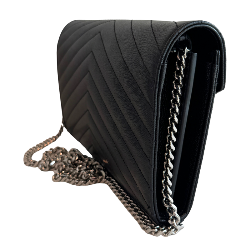 Saint Laurent Grain De Poudre Matelasse Cassandre Monogram Wallet On Chain