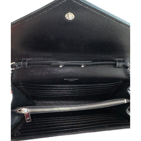 Saint Laurent Grain De Poudre Matelasse Cassandre Monogram Wallet On Chain