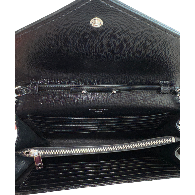 Saint Laurent Grain De Poudre Matelasse Cassandre Monogram Wallet On Chain