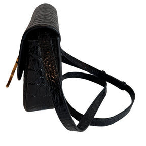 Saint Laurent Crocodile Embossed Calfskin Small Kaia Satchel