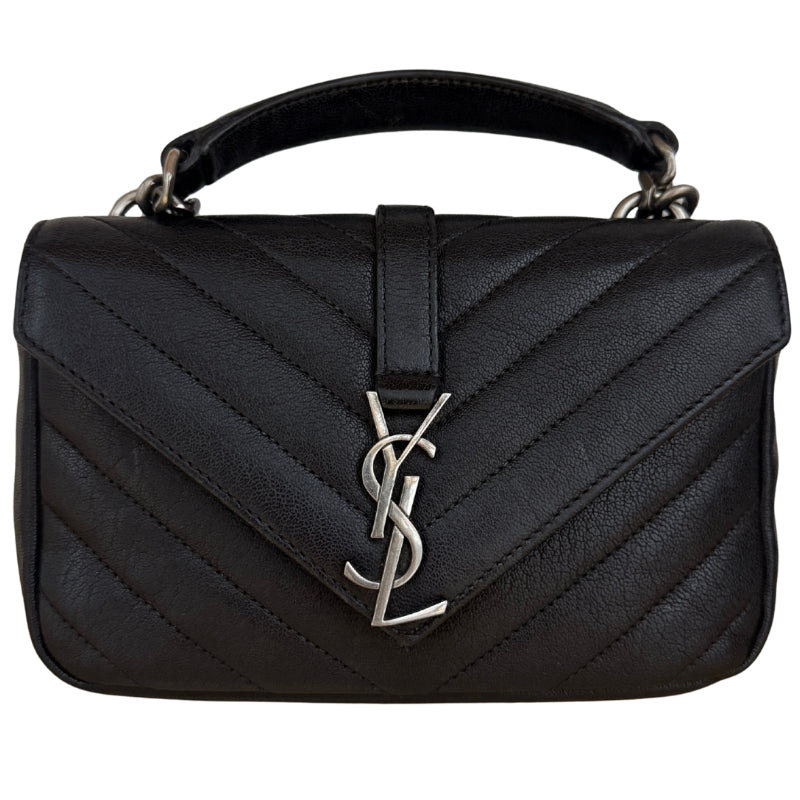 Saint Laurent Sheepskin Matelasse Chevron College Chain Wallet
