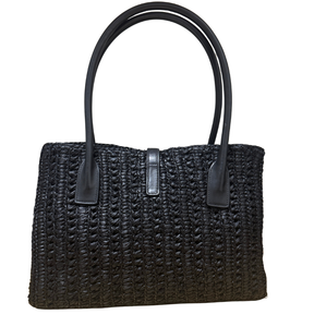 Saint Laurent Panier Raffia Rectangular Tote