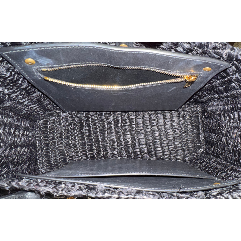Saint Laurent Panier Raffia Rectangular Tote