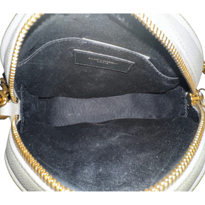 Saint Laurent Grained Leather Chevron-Quilted Round Camera Bag