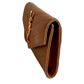Saint Laurent Grain De Poudre Matelasse Cassandre Monogram Small Envelope Wallet