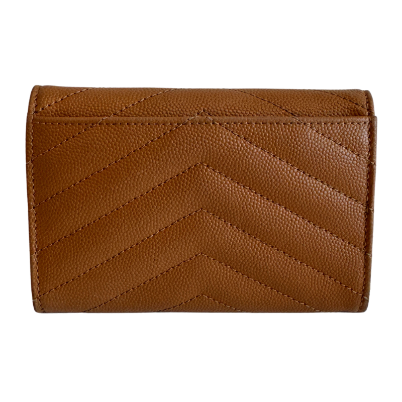 Saint Laurent Grain De Poudre Matelasse Cassandre Monogram Small Envelope Wallet