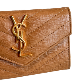 Saint Laurent Grain De Poudre Matelasse Cassandre Monogram Small Envelope Wallet