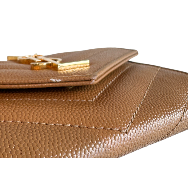 Saint Laurent Grain De Poudre Matelasse Cassandre Monogram Small Envelope Wallet