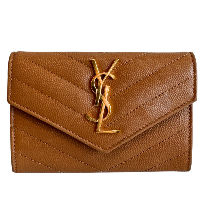 Saint Laurent Grain De Poudre Matelasse Cassandre Monogram Small Envelope Wallet