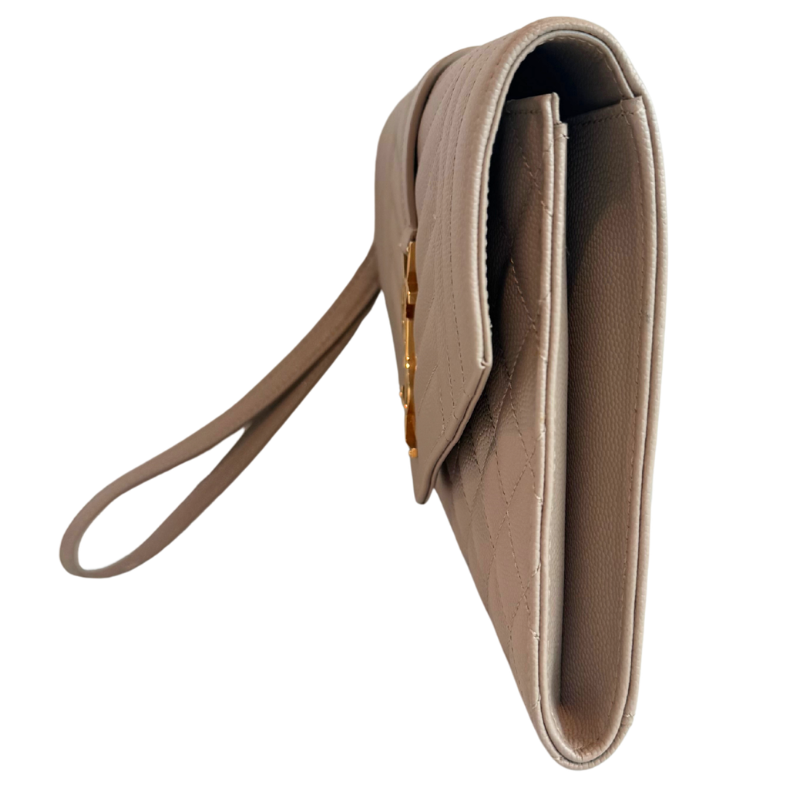 Saint Laurent Grain De Poudre Triquilt Monogram Envelope Wristlet Clutch