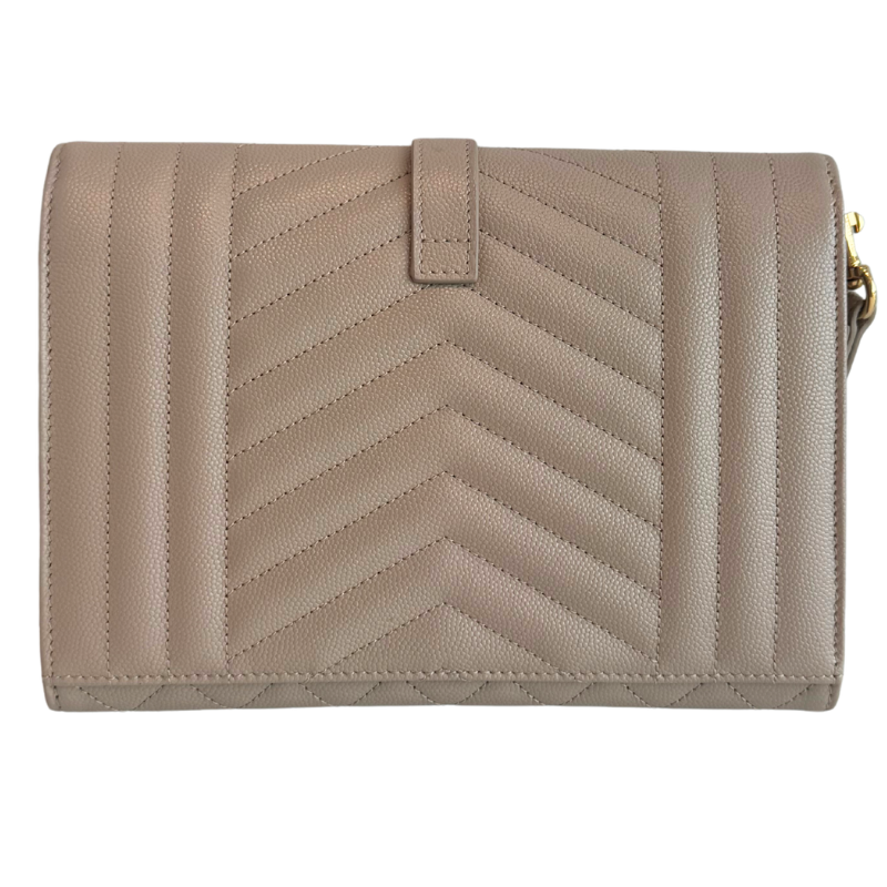 Saint Laurent Grain De Poudre Triquilt Monogram Envelope Wristlet Clutch