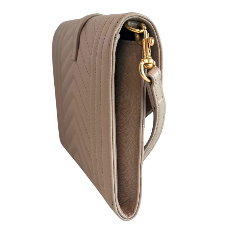 Saint Laurent Grain De Poudre Triquilt Monogram Envelope Wristlet Clutch
