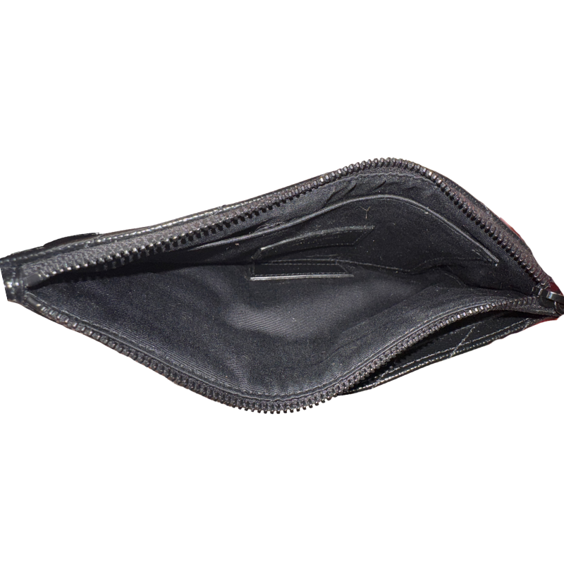 Saint Laurent Grain De Poudre Chevron Monogram Monochrome Zip Pouch