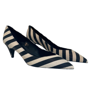 Saint Laurent Snakeskin Striped Charlotte Heels