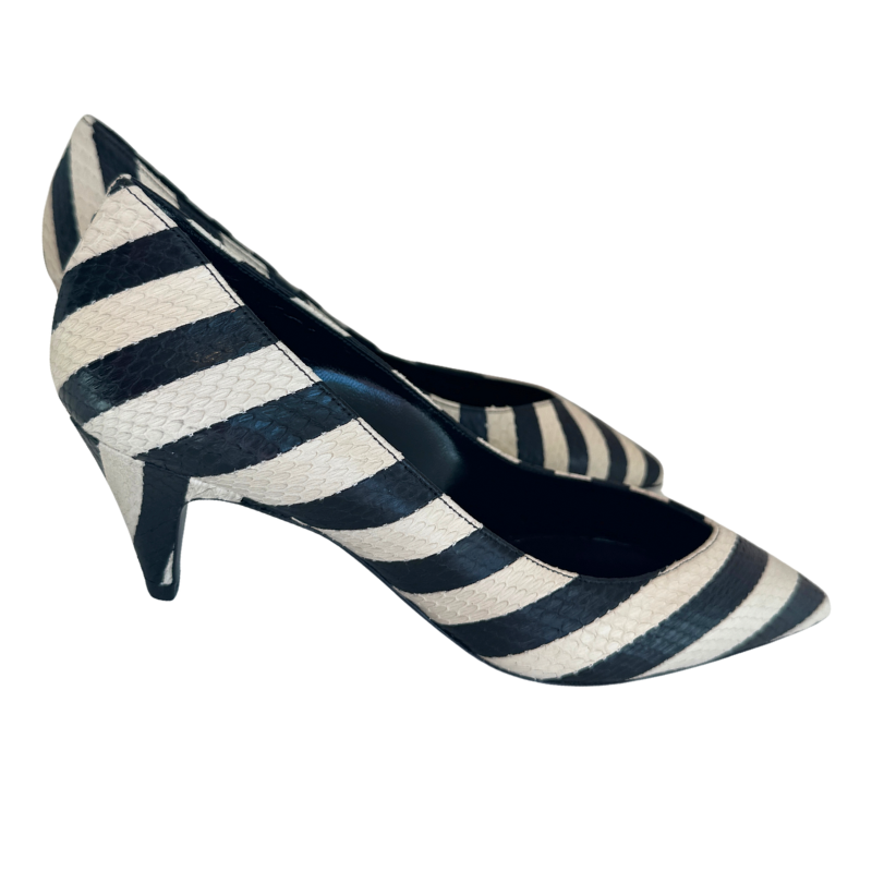 Saint Laurent Snakeskin Striped Charlotte Heels