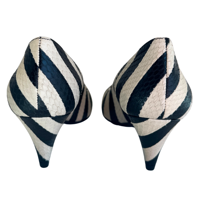 Saint Laurent Snakeskin Striped Charlotte Heels