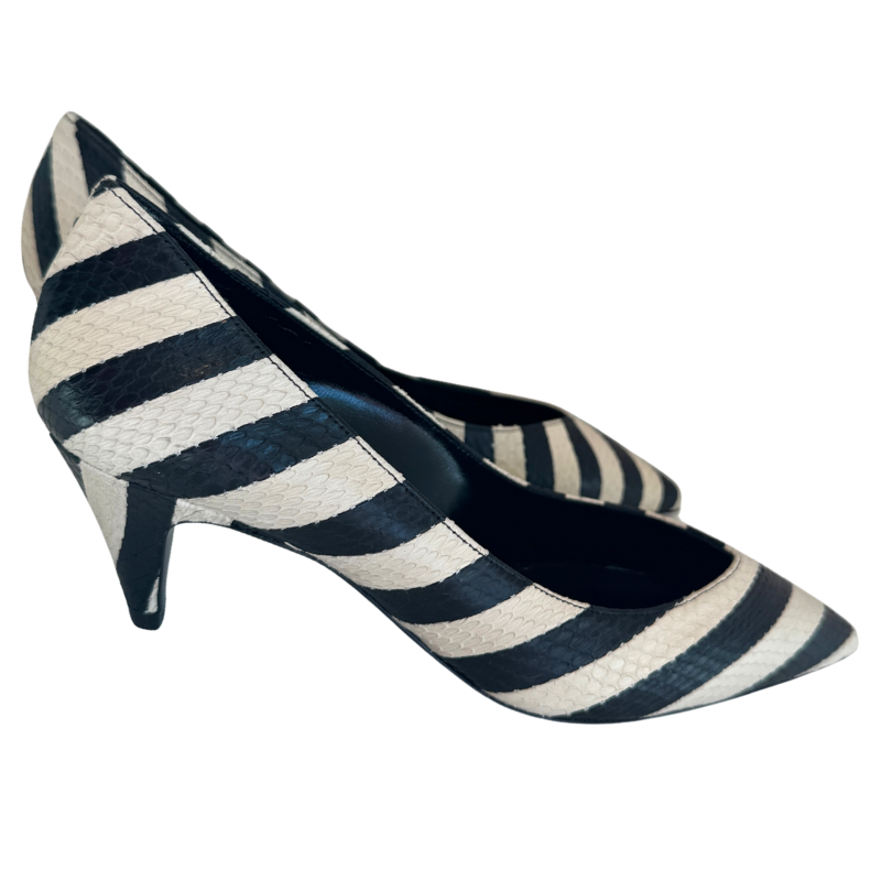 Saint Laurent Snakeskin Striped Charlotte Heels