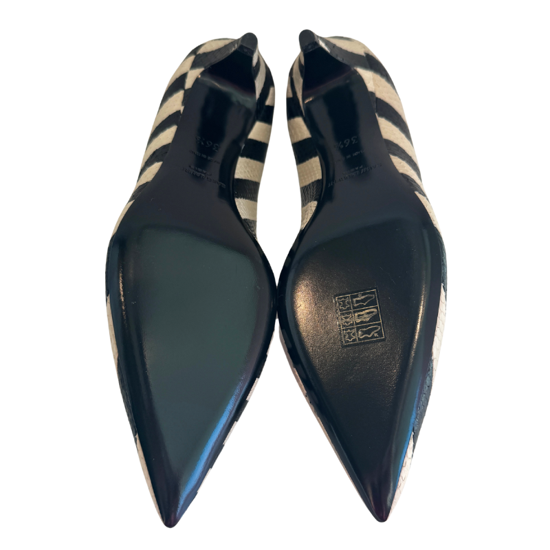 Saint Laurent Snakeskin Striped Charlotte Heels