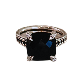 David Yurman Onyx & Diamond Chatelaine Cable Ring
