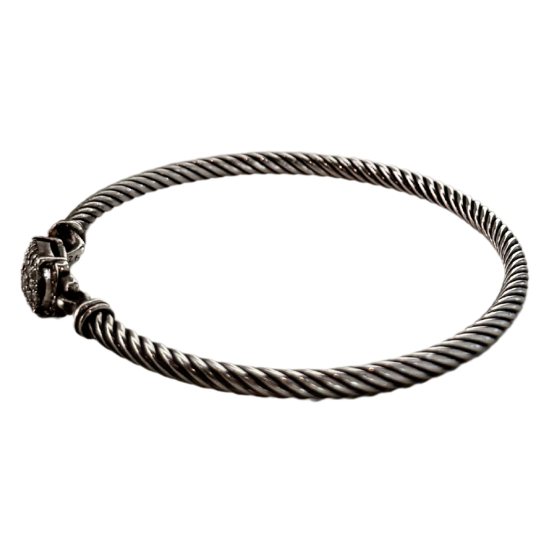 David Yurman Petite Wheaton Diamond Buckle Cable Bracelet