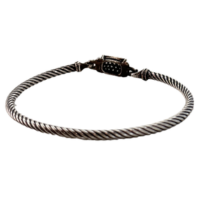 David Yurman Petite Wheaton Diamond Buckle Cable Bracelet