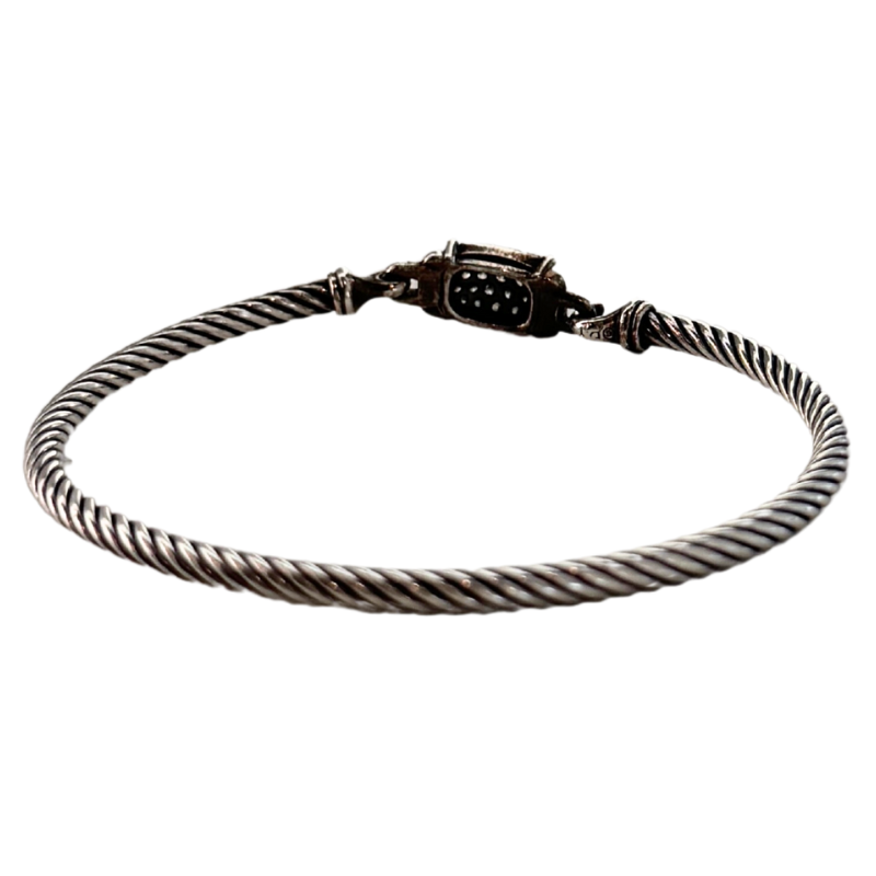 David Yurman Petite Wheaton Diamond Buckle Cable Bracelet