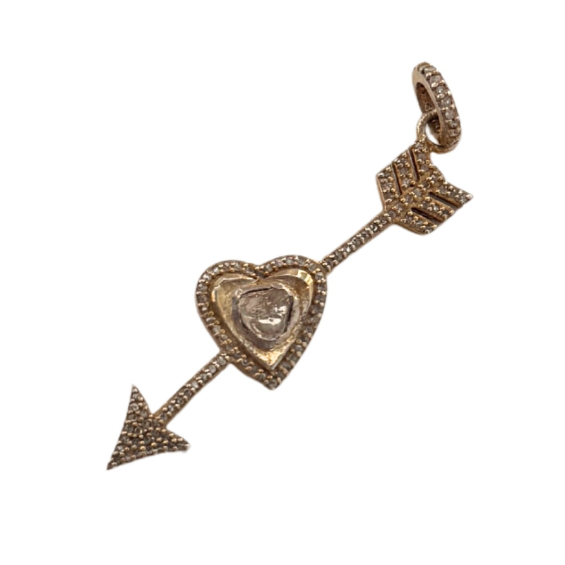 Evergreen Collections Pave Diamond Gold Heart & Arrow Pendant