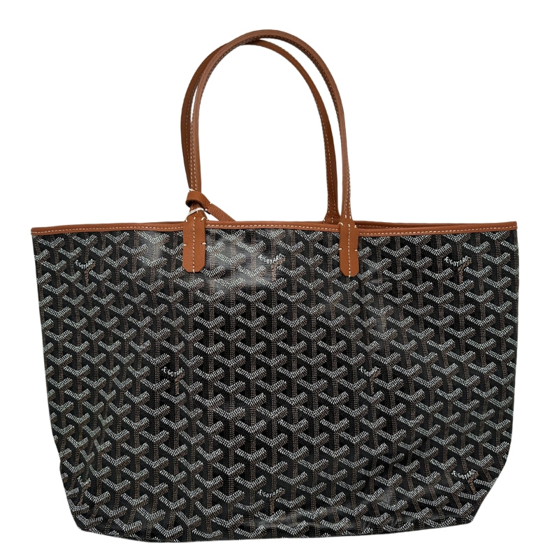 Goyard St Louis Tote Black Printed Goyardine Silver-Toned Hardware Leather Trim Embellishments Dual Shoulder Straps Canvas Lining Open Top Includes Interior Zip Pouch Dust Bag Included 