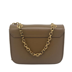 Celine Small C Bag, Tan Calfskin Leather Exterior, Gold Tone Hardware, Chain-Link Shoulder Strap, Leather Lining, Single Interior Pocket, Push Lock Closure at Front, Condition: Excellent