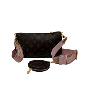 Louis Vuitton Multi Pochette Hybrid Crossbody Bag, Removable Round Zipped Coin Purse, Removable Mini Pochette Accessoires, Removable Pochette Accessories, Light Pink Removable Strap, Chain Removable Strap, Monogram Coated Canvas, Gold-Color Hardware, Condition: Excellent