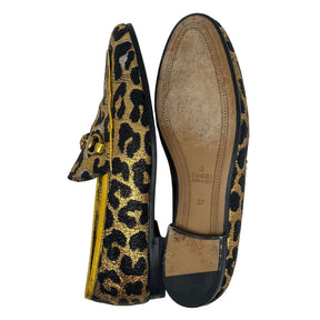 Gucci Metallic Animal Print Horsebit Loafers, Size 37, Black and Gold Animal Print, Horsebit Detail, Rounded Toe, Dust Bag Included, Condition: Excellent