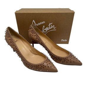 Christian Louboutin Escarpic 100 Pumps, neutral leather, spike accents, pointed toe, stiletto heel. Great condition, size 41