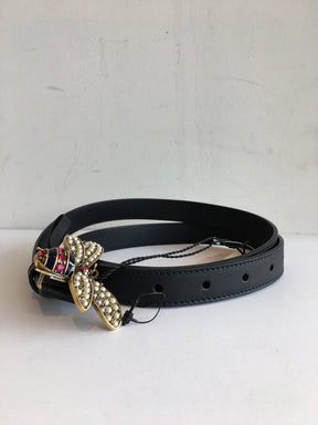 Gucci Queen Margaret Leather Bee Belt