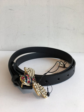 Gucci Queen Margaret Leather Bee Belt