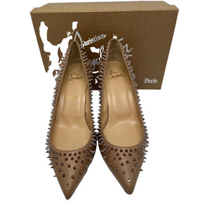 Christian Louboutin Escarpic 100 Pumps, neutral leather, spike accents, pointed toe, stiletto heel. Great condition, size 41