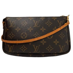 Back View: Monogram Canvas, Zipper Closure, Gold Hardware, Removable Strap.