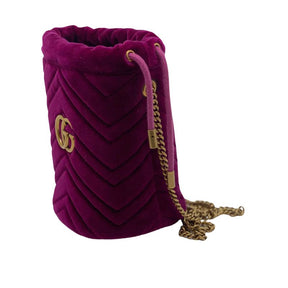 Gucci Marmont Matelassé Velvet Bucket Bag