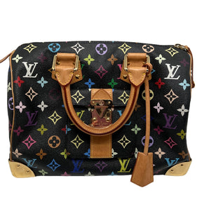 Front View: 33 vivid colors on Black Canvas. Brass Hardware. Handle Rings. Press Lock on Exterior Flap Pockets. Top Zipper. Four Base Corner Plates. 