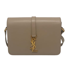 Saint Laurent Medium Classic Universite Bag, Tan Leather Exterior, Gold Tone Hardware, YSL Logo, Single Shoulder Strap, Single Exterior Pocket, Suede Lining, Single Interior Pocket, Flap and Snap Front Closure, Condition: Excellent