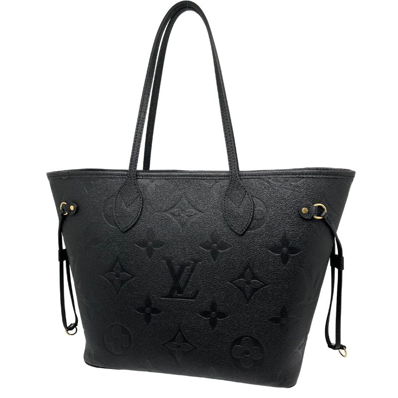 Louis Vuitton Black Empreinte Leather Monogram Neverfull with interior pouch and pocket. Great condition with minor scuffs on back