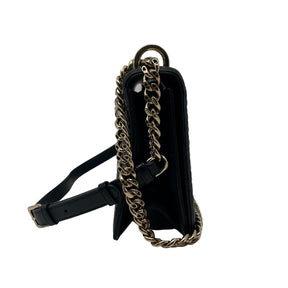 Dior Medium Pebbled Leather Embroidered Diorama Bag, Black Leather Exterior, Embroidered and Beaded Details, Gold Tone Hardware, Chain Strap, Pull Through Front Closure, Leather Lining, Dual Interior Pockets, Dust Bag Included, Condition: Excellent