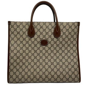 Gucci GG Supreme Tote, Brown GG Logo Exterior, Gold-Tone Hardware, Rolled Handles, Leather Trim Embellishment, Canvas Lining, Single Interior Pocket, Clasp Closure at Top, condition excellent 