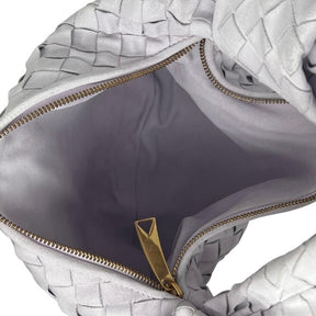 Bottega Veneta Jodie Top Handle Bag, Lavender, Flat Shoulder Handle, Knot Accent, Zip Top Closure. Condition: Excellent.