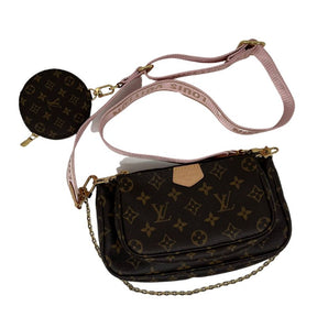 Louis Vuitton Monogram Multi Pochette Accessoires with Light Pink Shoulder Strap, Brown Monogram, and Brass Hardware. Great condition, dust bag included