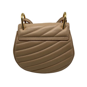 Back view: tan quilted leather