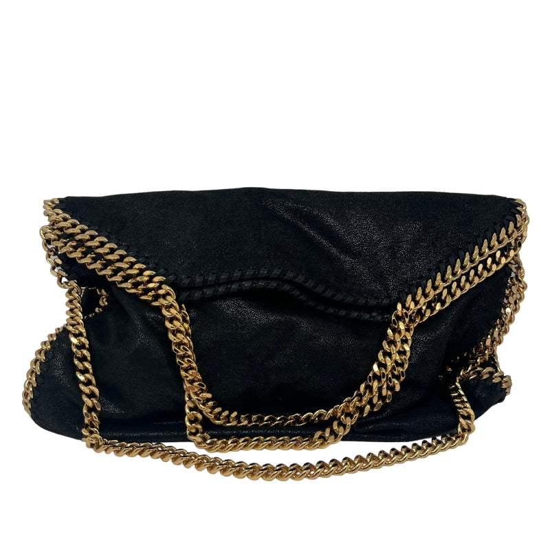 Stella McCartney Falabella Shoulder Bag, Black Vegan Leather, Gold-Tone Hardware, Chain Details, Logo Jacquard Lining, Single Interior Pocket, Snap Closure at Top, Box and Dust Bag Included, Condition: Excellent