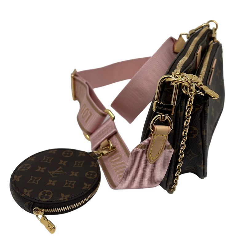 Louis Vuitton Monogram Multi Pochette Accessoires with Light Pink Shoulder Strap, Brown Monogram, and Brass Hardware. Great condition, dust bag included
