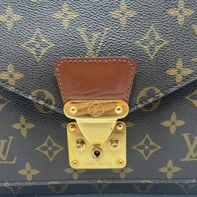 Louis Vuitton Monogram Monceau 28, Louis Vuitton Monogram on Coated Canvas, Leather Top Handle, Front Flap, Brass Hardware, Frontal Press Lock, Brown Cross-grain, Leather Interior, Zipper Pocket