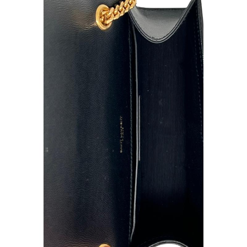 Saint Laurent Small Kate Leather Shoulder Bag, Pebble Leather, Polished YSL Logo, Shoulder Chain, Magnetic Snap-Flap Closure, Gold-tone Hardware, One Inside Slip Pocket, condition excellent